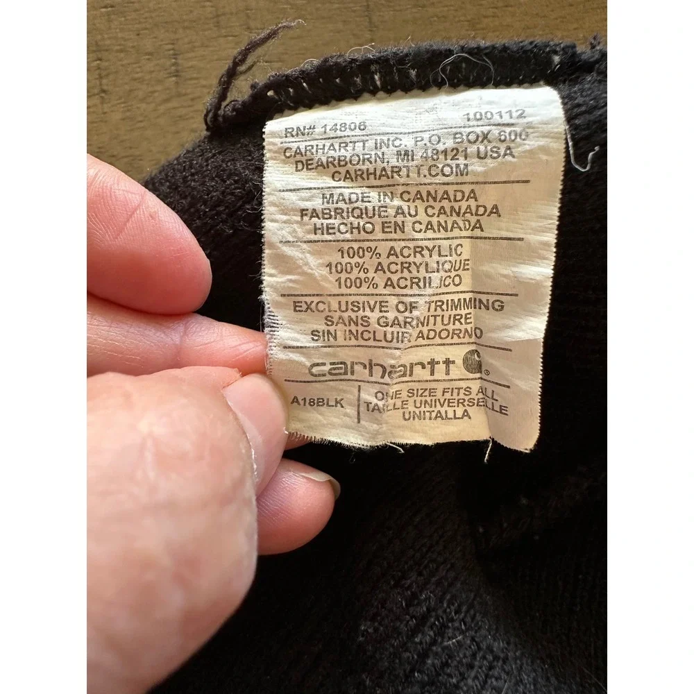 VINTAGE Carhartt A18 Beanie - Black - Made in Canada -‎ Season F19